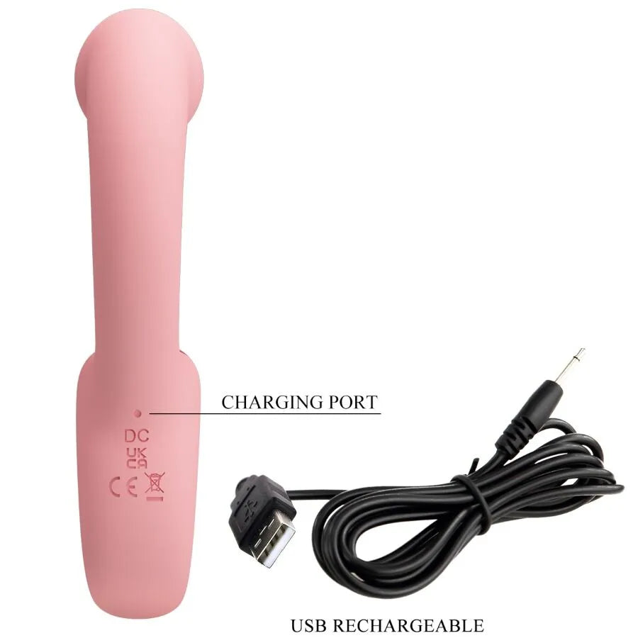 Masseur silicone médical ergonomique compact rechargeable dix vibrations cinq léchages stimulation clitoridienne double intense doux hygiénique silencieux nomade discret