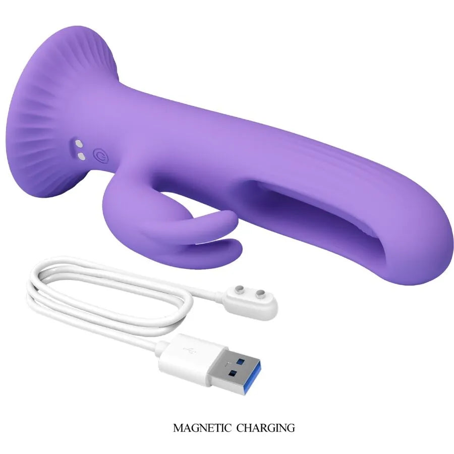 Vibromasseur silicone violet 12 modes vibration langue stimulation USB magnétique