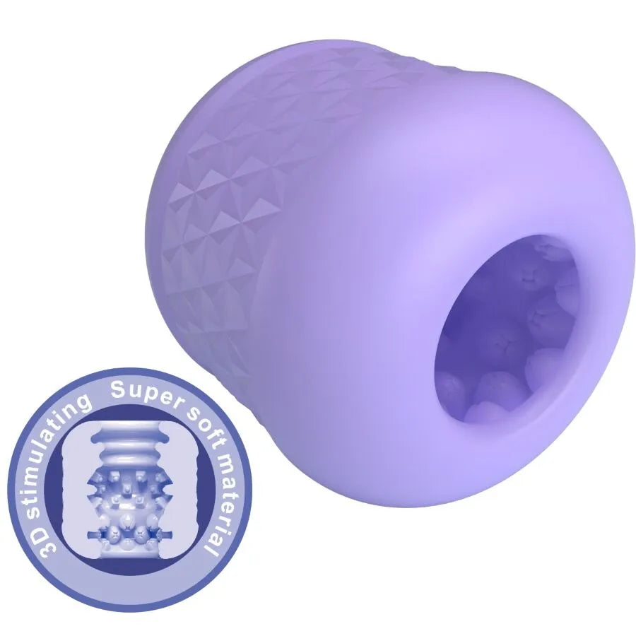 masturbateur homme TPE étanche violet double entrée texturé palpeurs doux extensible compact discret sensoriel stimulation intense
