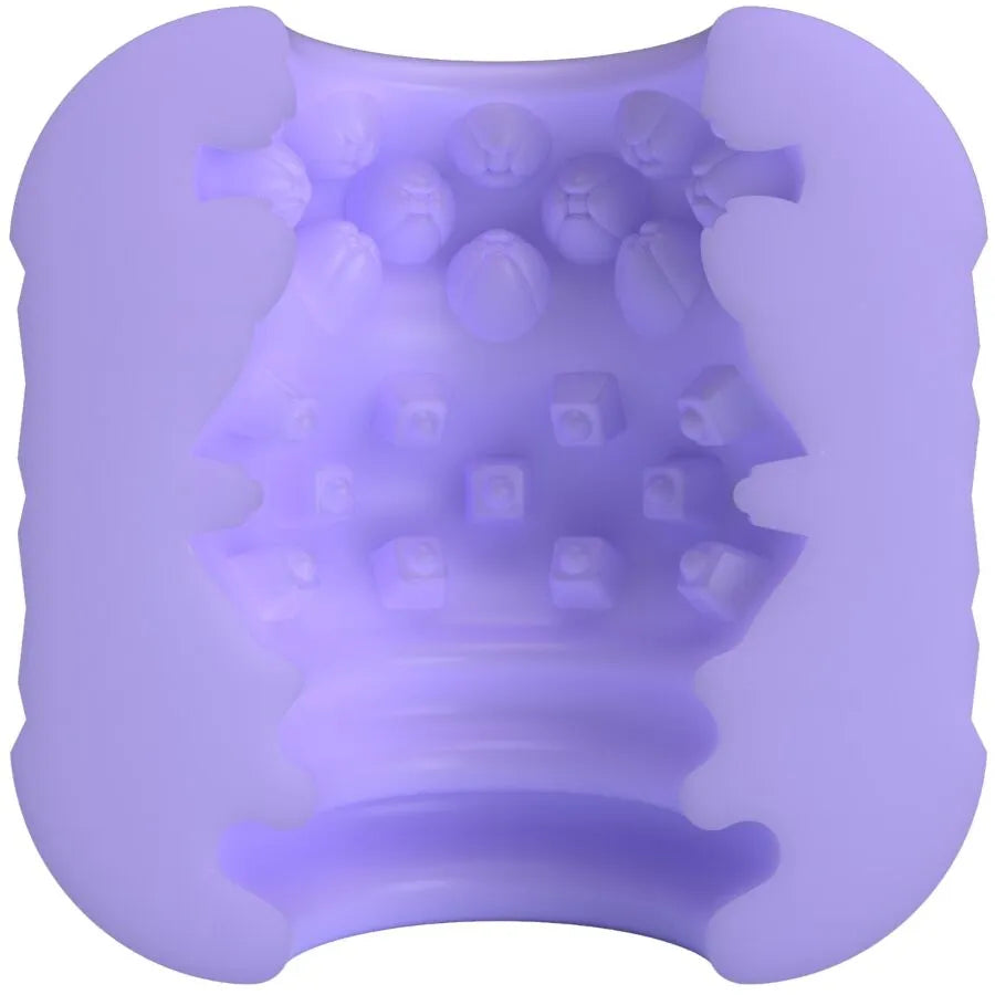 masturbateur homme TPE étanche violet double entrée texturé palpeurs doux extensible compact discret sensoriel stimulation intense