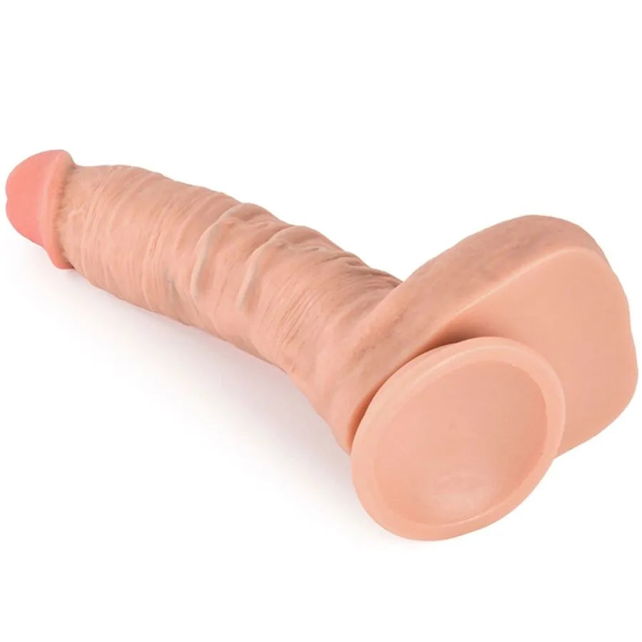 Gode réaliste silicone 16,5 cm, double densité, ventouse puissante, texture veinée, couleur chair, usage solo ou couple.