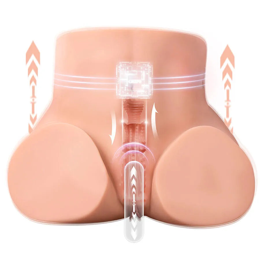 Masturbateur réaliste anatomique silicone TPE médical doux extensible hyperréaliste mouvements poussée automatique vibrations puissantes multipositions télécommande sans fil rechargeable compact