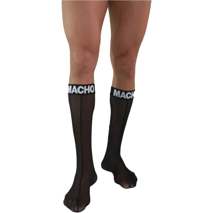 chaussettes fétiches viriles semi transparentes noires sensuelles confortables ergonomiques élastiques polyester haute densité maintien parfaites taille unique 36 44