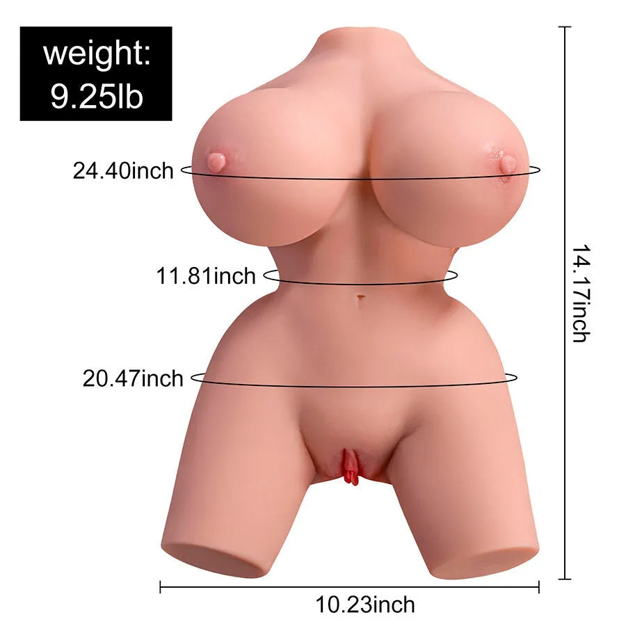 Masturbateur Torse Féminin Réaliste Hyperréaliste Anatomique Silicone TPE Doux Texturé Poussée Automatique Vibrations Puissantes Télécommande Sans Fil Multifonctionnel Compact Discret