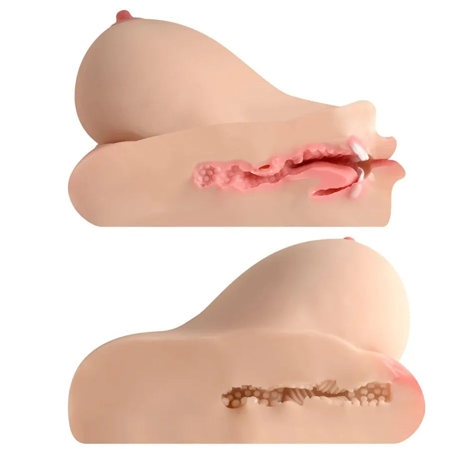 Masturbateur Silicone Réaliste Trois Zones Bouche Vagin Seins Sans Vibration TPE Médicale Doux Extensible Chauffant Compact Discret Nettoyage Immersif