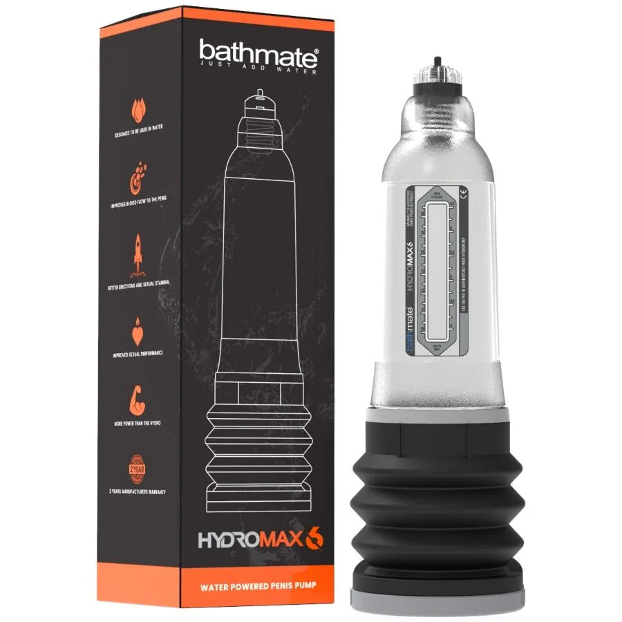 Bathmate Hydromax6 transparent pompe pénis 35% plus puissant étanchéité confort douche baignoire