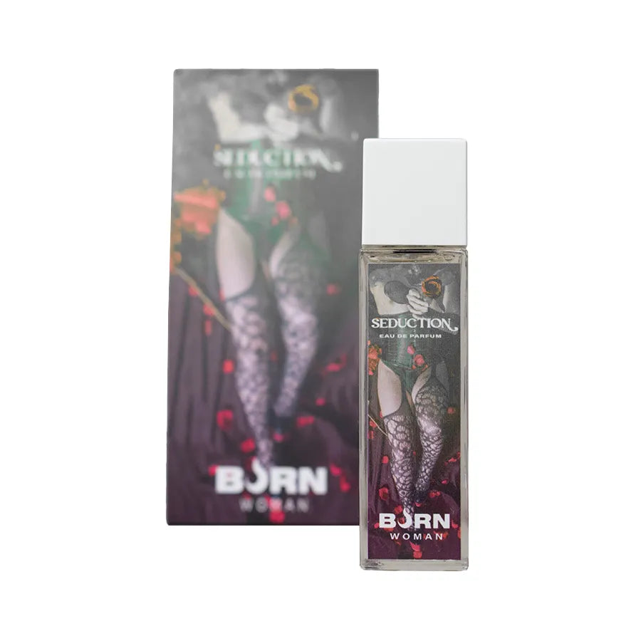Flacon Burn Parfum Femme 20ml, design élégant, notes florales et orientales, jasmin, vanille, format voyage compact.