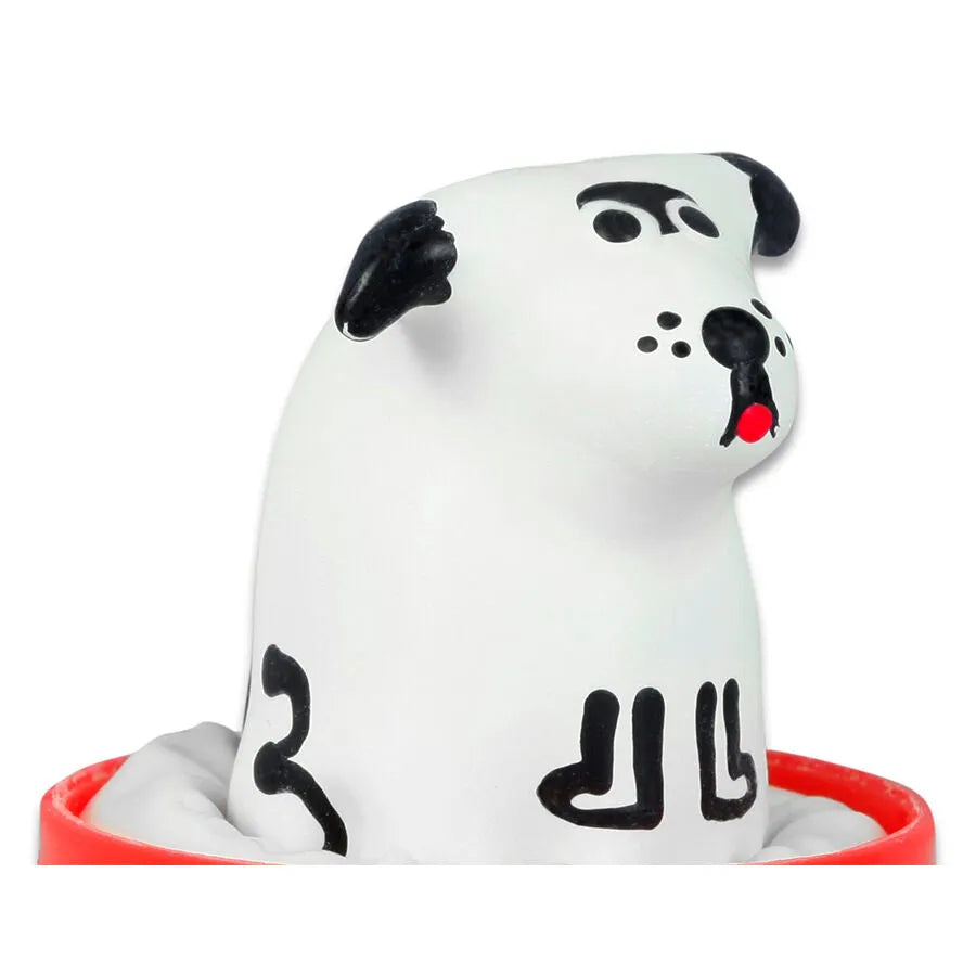 Préservatif fantaisie peint à la main, motif chien dalmatien noir et blanc, style bohème, unique et artisanal.