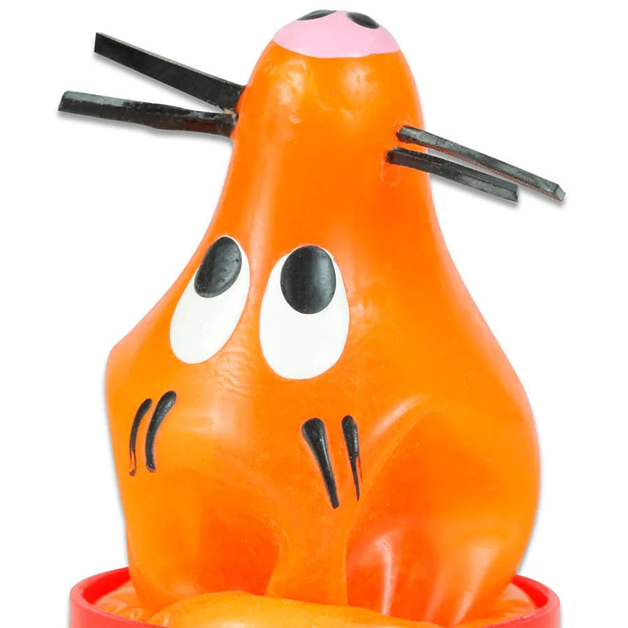 Préservatif fantaisie peint à la main en forme de renard orange avec détails noirs, style bohème d'Amsterdam.