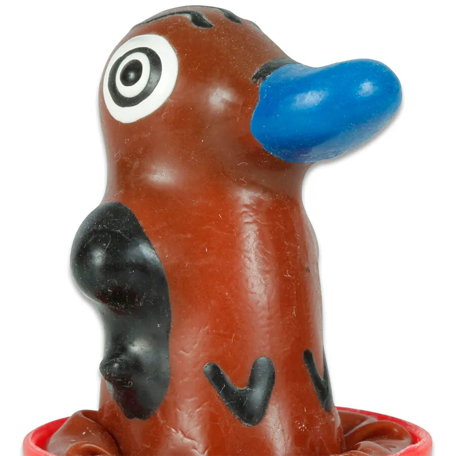 Préservatif fantaisie peint à la main, motif ornithorynque coloré, style bohème, unique et artisanal.
