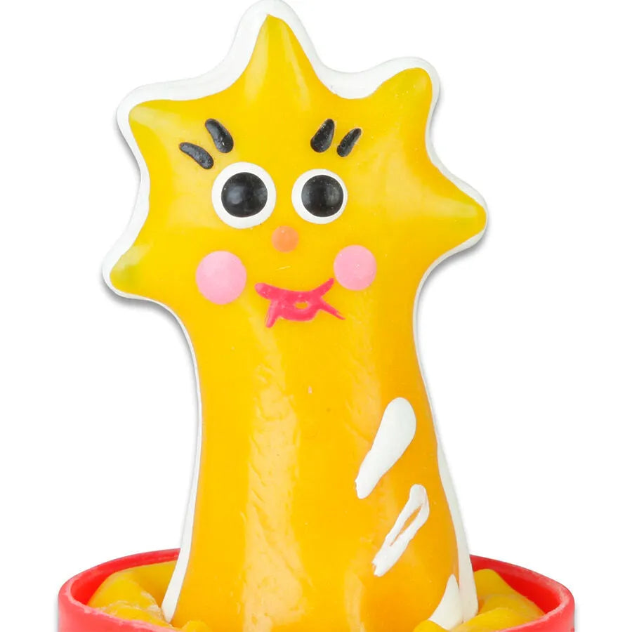 Préservatif fantaisie jaune peint à la main, forme étoilée, visage souriant, style bohème, cadeau unique.
