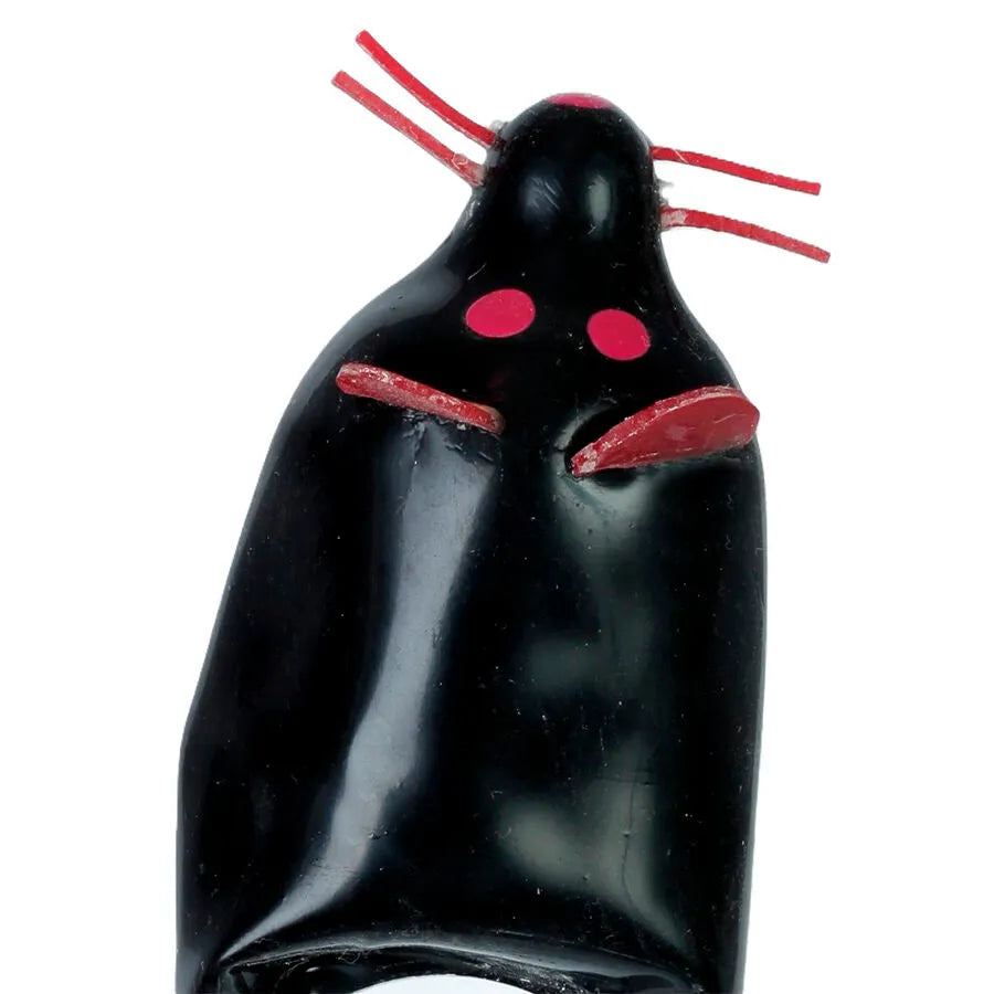 CONDOMERIE - PRÉSERVATIFS FANTAISIE PEINTS À LA MAIN SOURIS NOIRE
