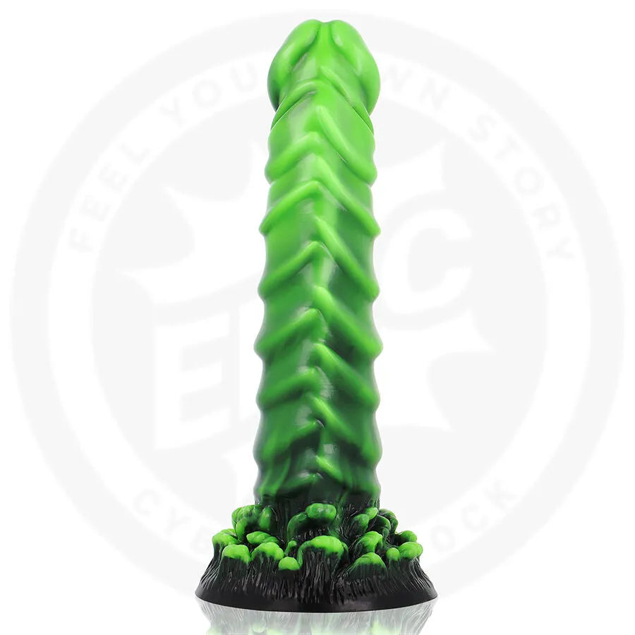 Godemichet Caelion Racine Vivante vert, design naturel en silicone, texture organique pour stimulation intime.