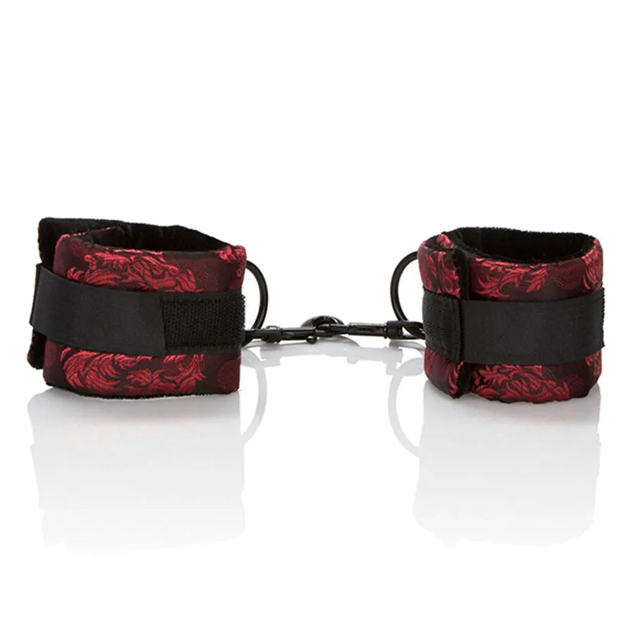 CALEXOTICS SCANDAL MENOTTES UNIVERSELLES BROCART ROUGE NOIR REMBOURRÉES CONFORT ADULTES