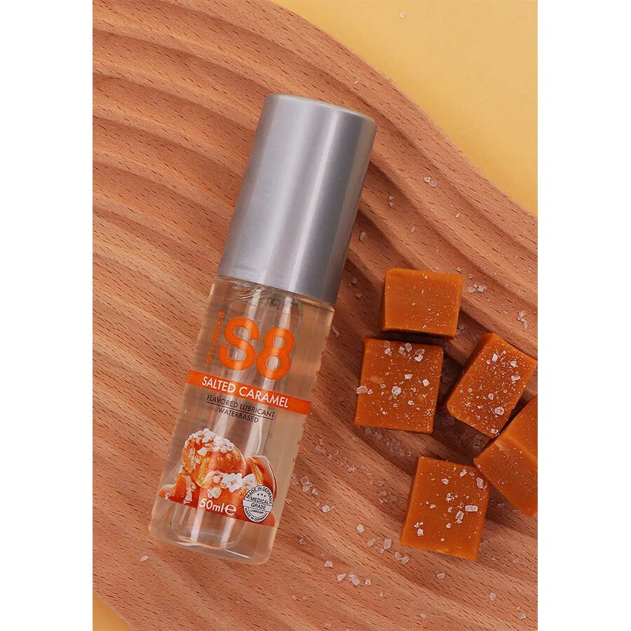 lubrifiant aqueux S8 125ml saveur caramel salé sans paraben sans phtalates glisse longue durée non collant compatible sextoys comestible hypoallergénique