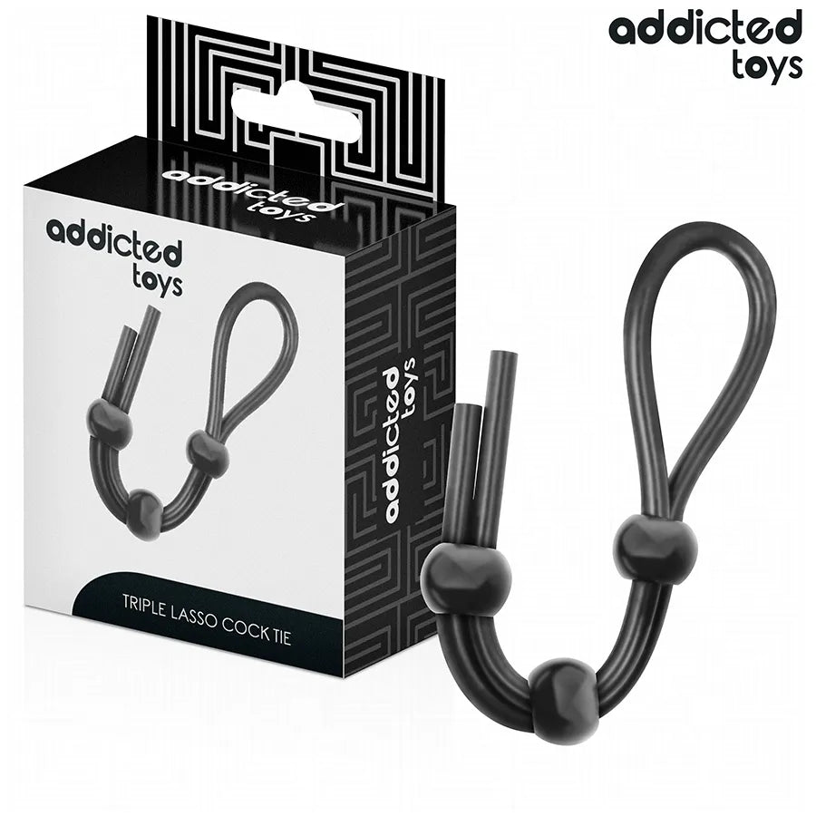 corde pénis silicone triple boucle stimulation intense contrôle érection ajustable réglable confortable flexible douce hygiénique durable sécurisée 195mm