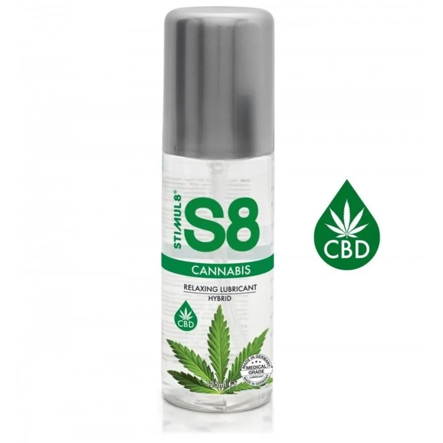 Lubrifiant hybride cannabis longue durée chauffant compatible préservatifs 125 ml formule eau silicone sans parabène phtalate hypoallergénique peau sensible intime