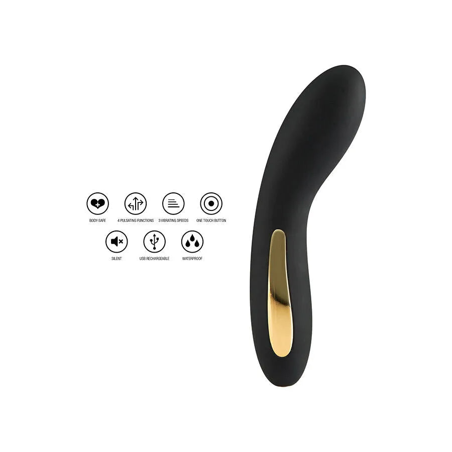 Vibromasseur point G silicone premium LED étanche rechargeable 7 modes noir