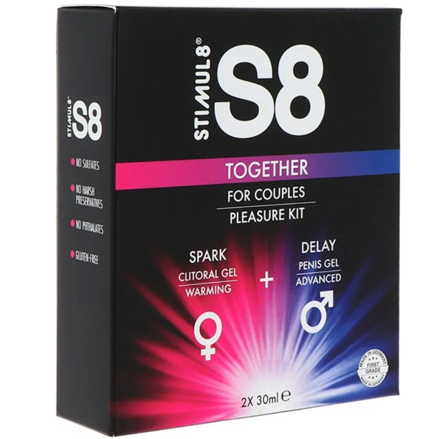 kit intime couple gel clitoridien retardateur luxueux prolongateur sensations partagées hypoallergénique sans parabènes phtalates gluten peaux sensibles tubes