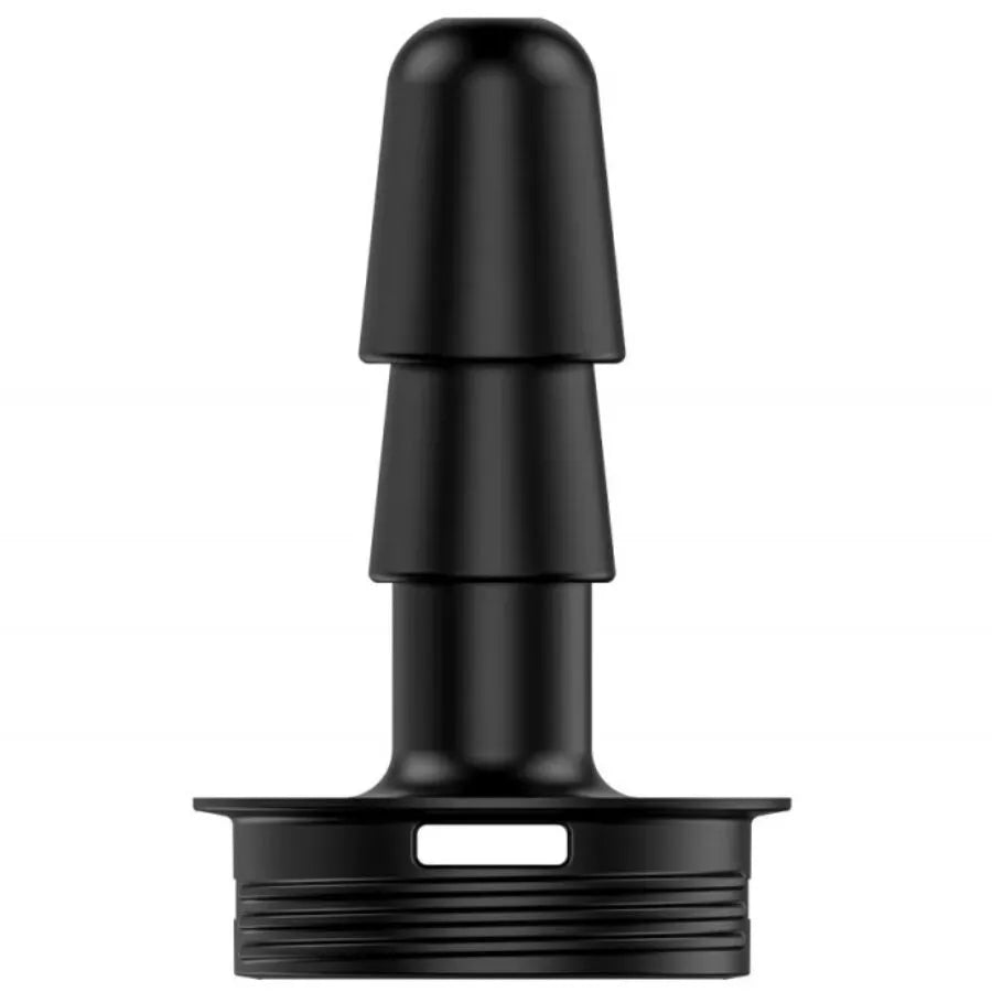 Adaptateur Kiiroo noir, forme ergonomique, compatible godes sous vide, connectivité sécurisée, réglage intuitif.