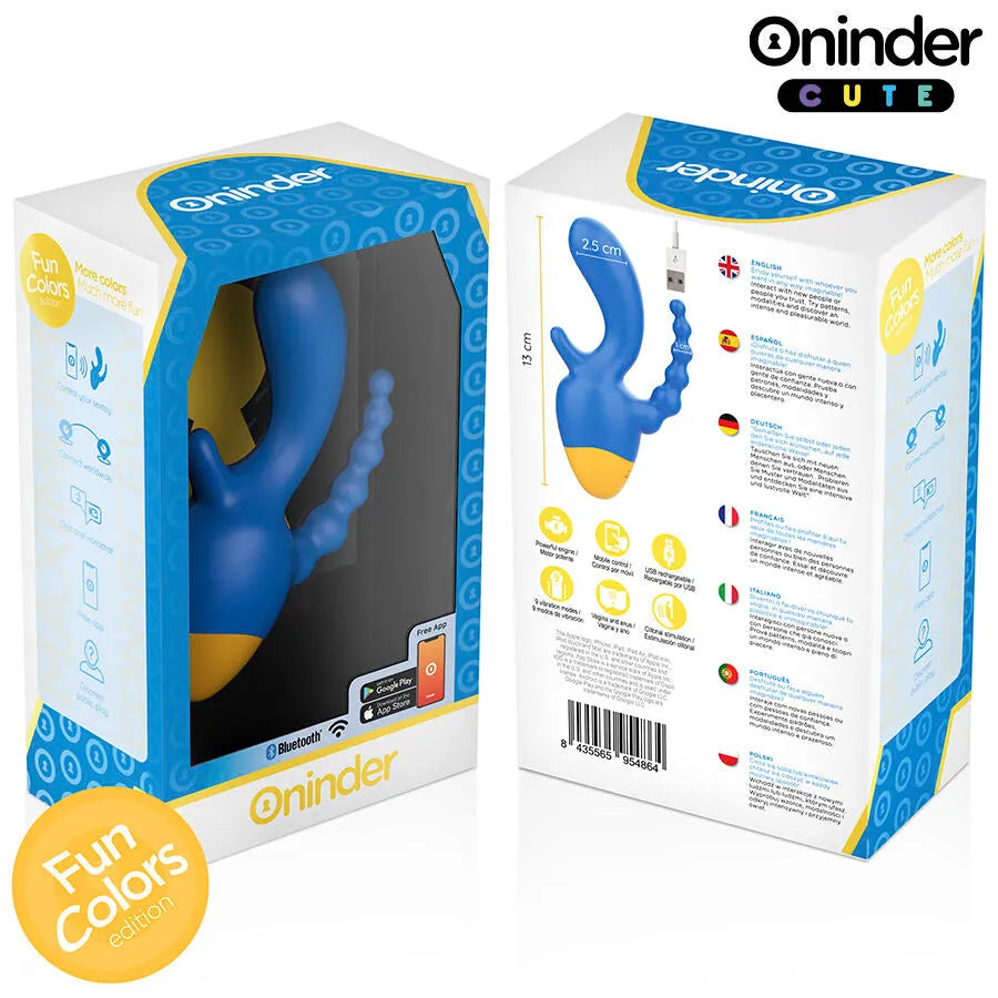 Vibromasseur triple stimulation ONINDER CUTE clitoridien anal ergonomique application Bluetooth