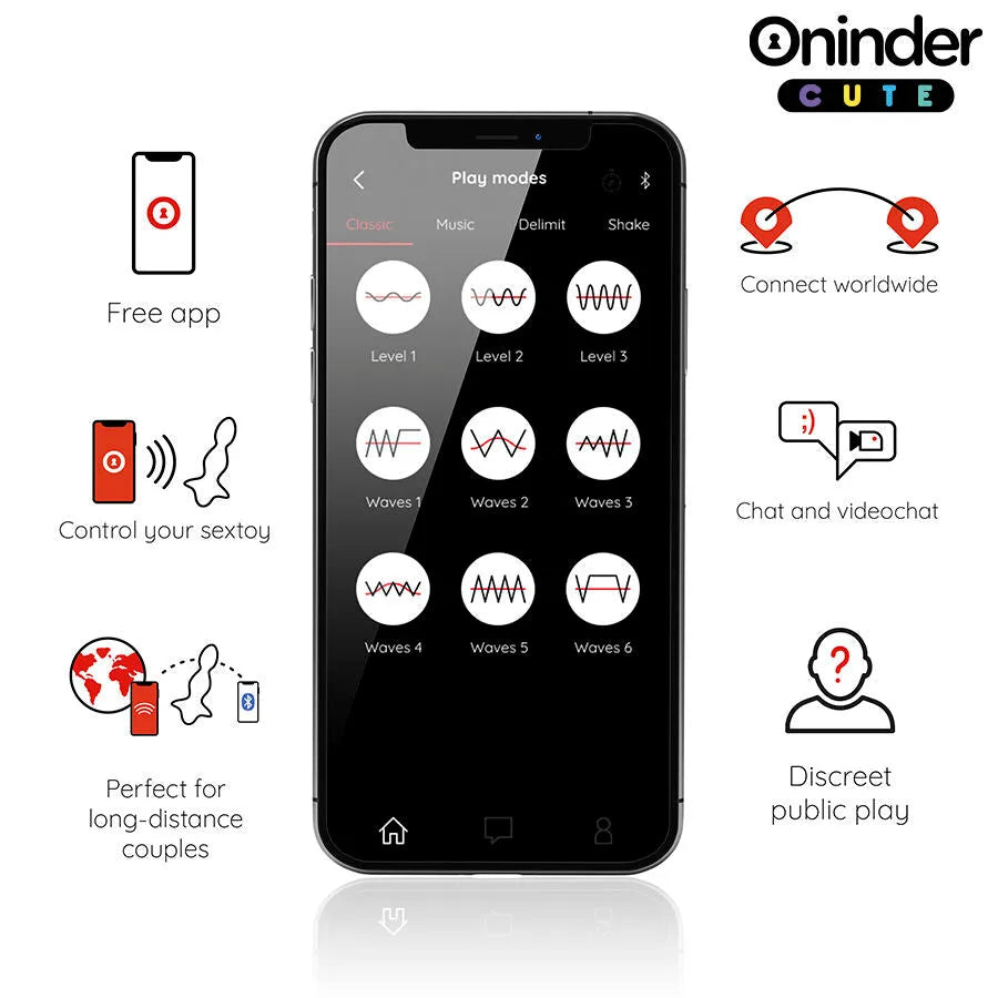 Vibromasseur anal silicone violet ONINDER CUTE 9 modes télécommande application étanche