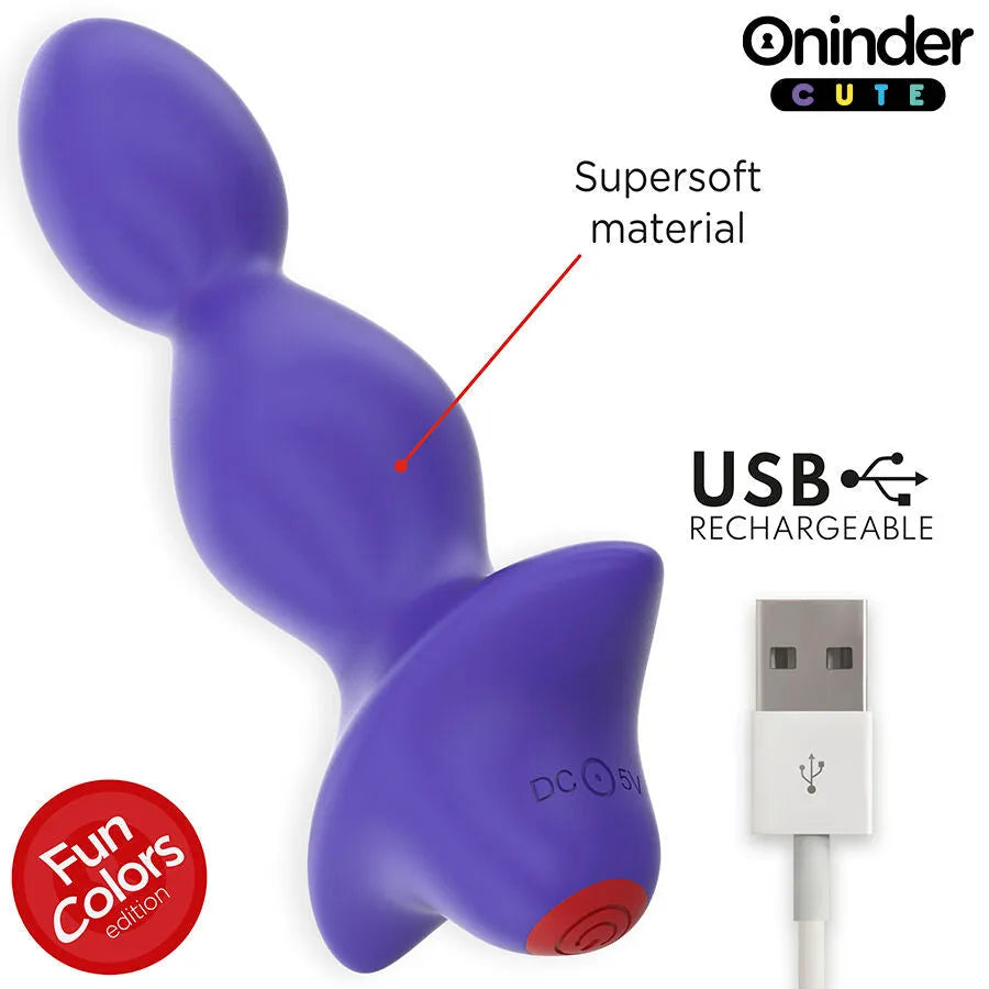 Vibromasseur anal silicone violet ONINDER CUTE 9 modes télécommande application étanche