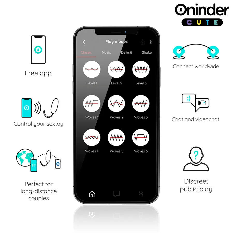 Oeuf vibrant silicone ONINDER CUTE 9 modes vibrations ondulatoires application étanche rechargeable