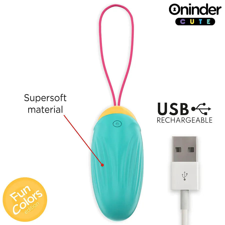Oeuf vibrant silicone ONINDER CUTE 9 modes vibrations ondulatoires application étanche rechargeable