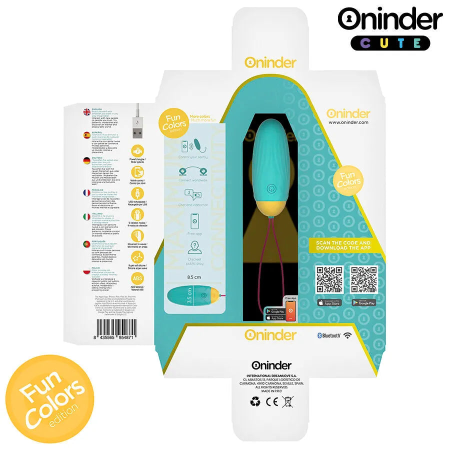 Oeuf vibrant silicone ONINDER CUTE 9 modes vibrations ondulatoires application étanche rechargeable