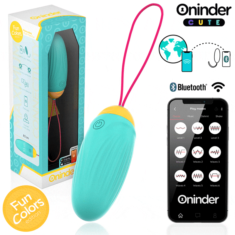 Oeuf vibrant silicone ONINDER CUTE 9 modes vibrations ondulatoires application étanche rechargeable
