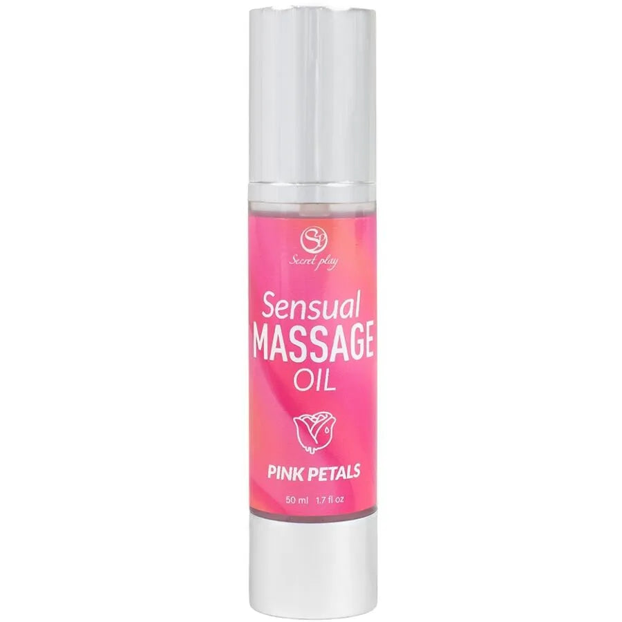 huile massage érotique pétales rose hydratante satinée peau soyeuse parfum enivrant texture glissante flacon doseur 50ml nourrissante relaxante sensuelle complicité