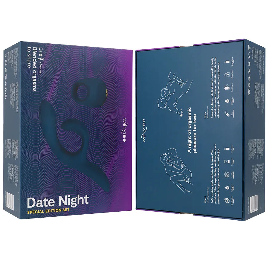 Ensemble cadeau vibromasseur Nova 2 et anneau pénien vibrant, silicone violet, boîte élégante, contrôle télécommande.