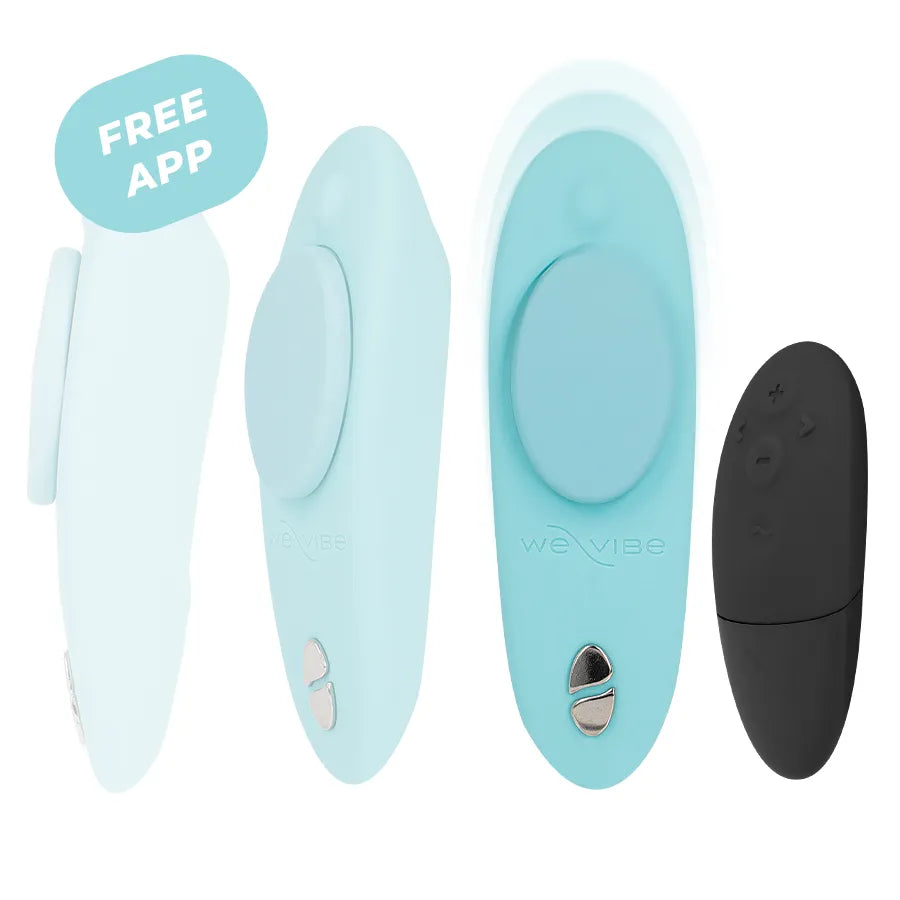 Vibromasseur clitoridien mains libres We-Vibe Moxie+ silicone imperméable application