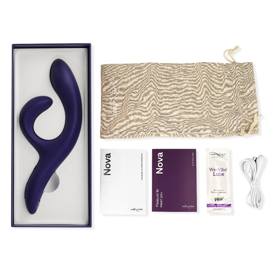 Vibromasseur lapin bleu nuit double stimulation silicone étanche application We-Connect