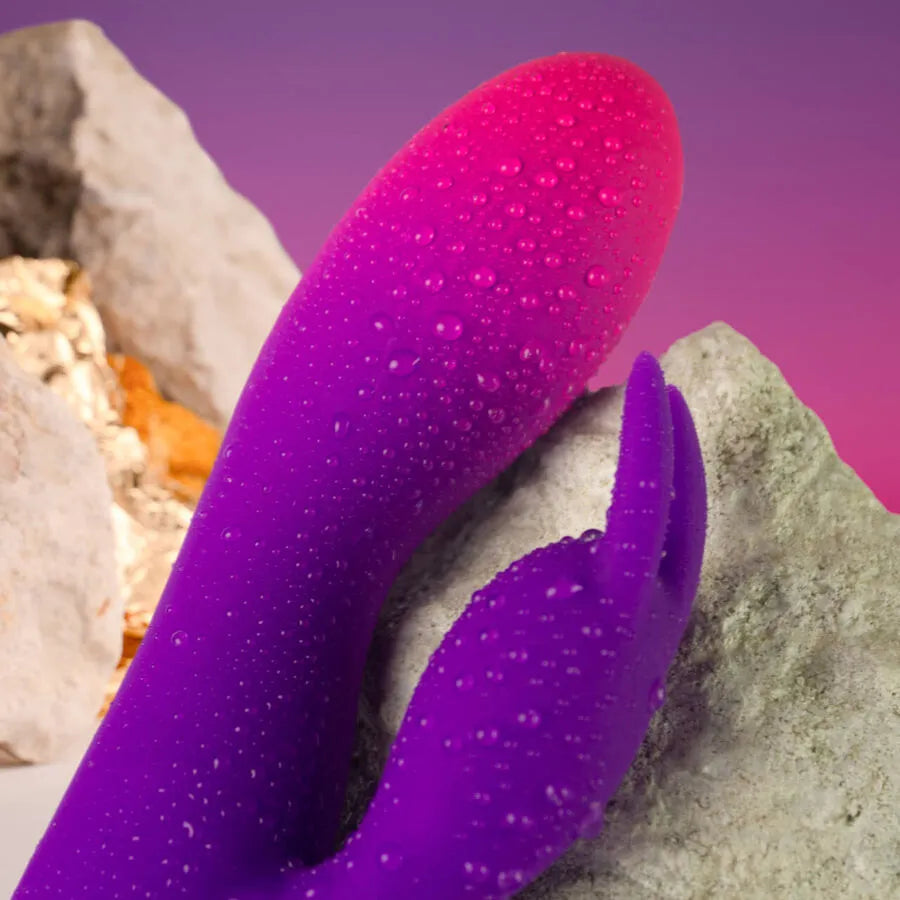 Vibromasseur rabbit silicone double stimulation étanche flexible violet Rocks-Off