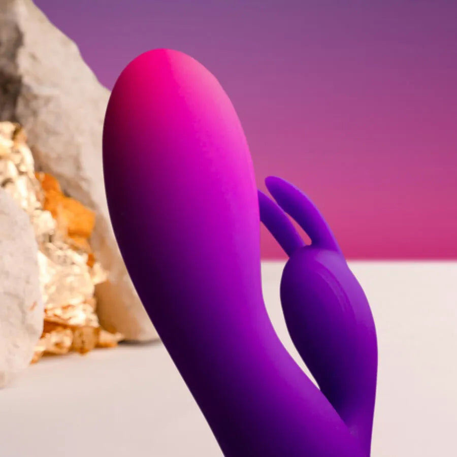 Vibromasseur rabbit silicone double stimulation étanche flexible violet Rocks-Off