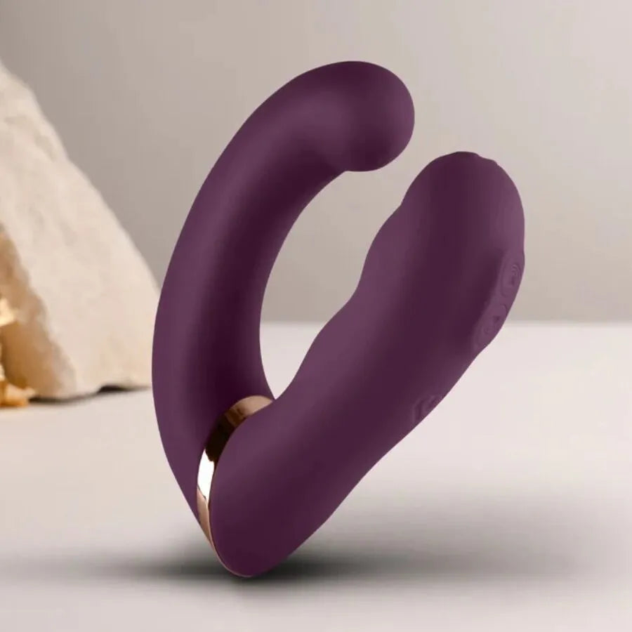 Vibromasseur double stimulation clitoris point G ergonomique silicone étanche violet