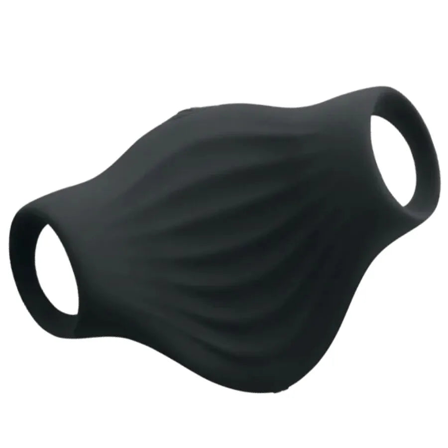 masturbateur ergonomique silicone médical noir vibrations multiples étanche rechargeable anneaux souples doigts manchette flexible texture interne striée stimulation intense contrôlable