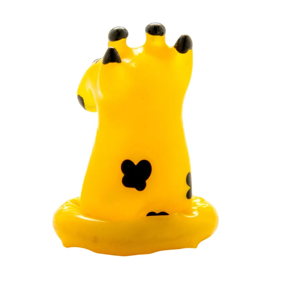 Préservatif fantaisie jaune girafe, peint à la main, motifs noirs, style bohème, cadeau unique et érotique.