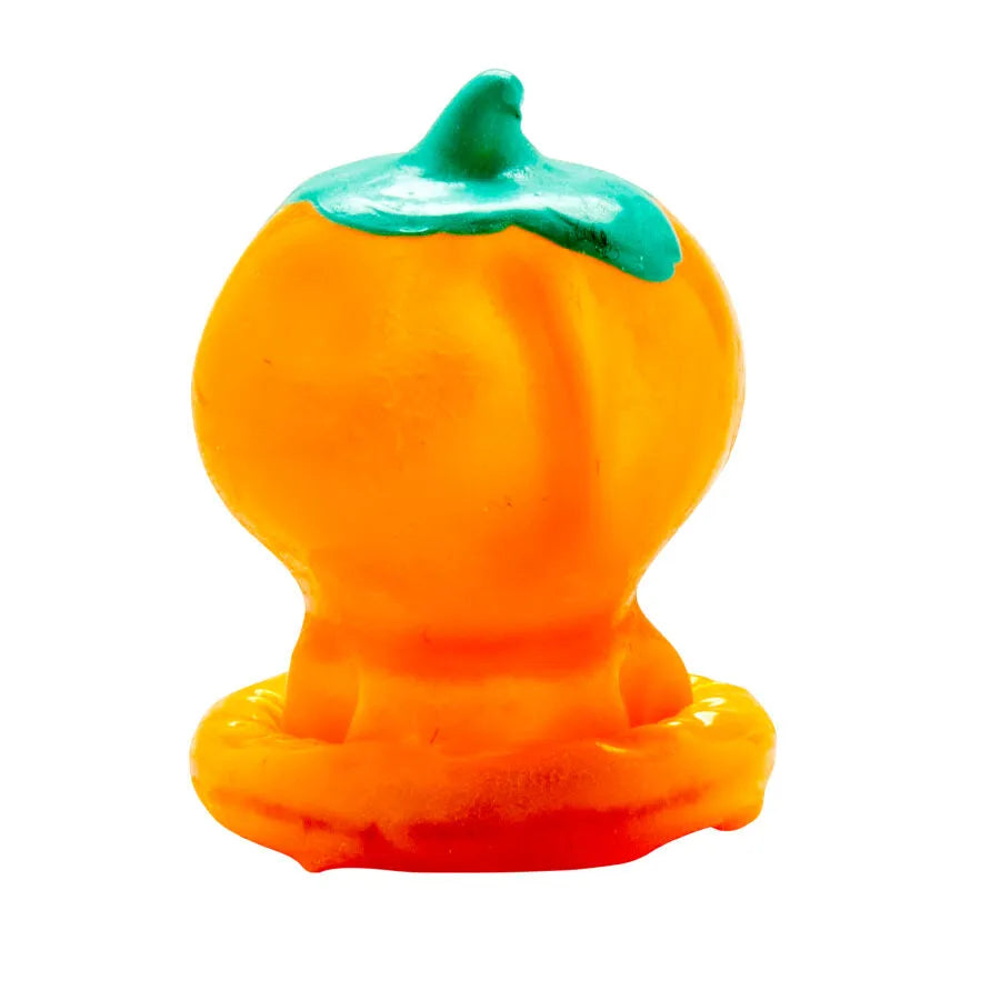 Préservatif fantaisie peint à la main en forme de citrouille orange, style bohème, unique et artisanal.