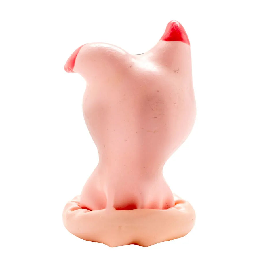 Préservatif fantaisie rose peint main, forme tête de cochon, style bohème Amsterdam, cadeau érotique unique.