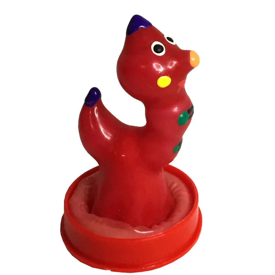 Préservatif fantaisie rouge peint à la main, forme artistique unique, style bohème, cadeau érotique original.