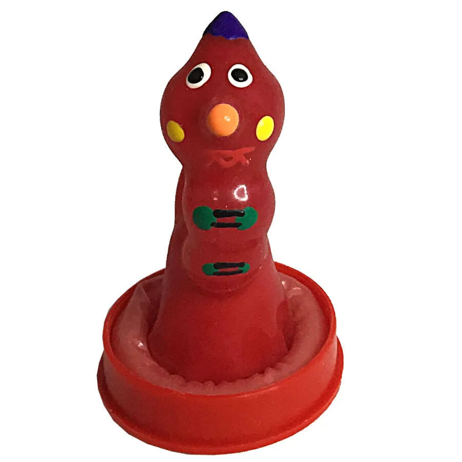 Préservatif fantaisie rouge peint à la main, forme unique, style bohème, art érotique d'Amsterdam, cadeau original.