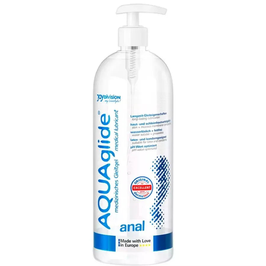 Lubrifiant intime aqueux AQUAglide médical compatible préservatifs jouets érotiques dermatologiquement testé pH optimisé sensation soyeuse nongras