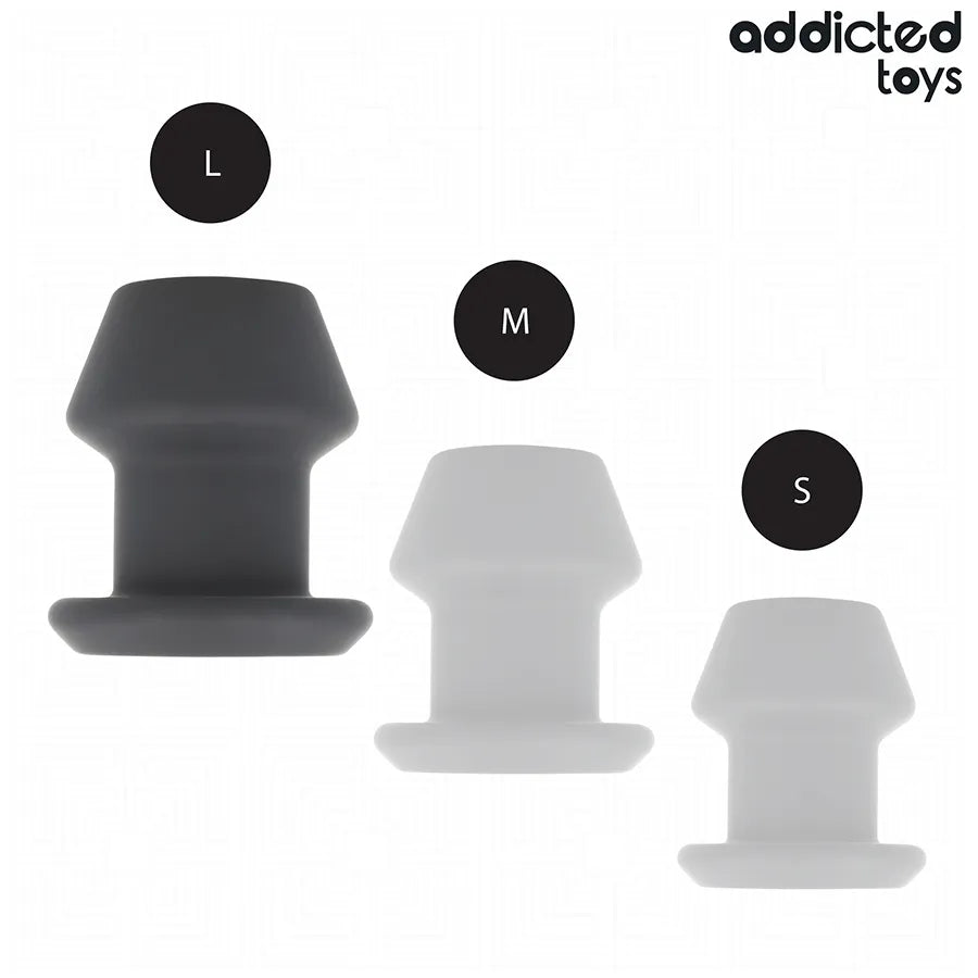 Plug anal creux noir taille L, design innovant et expansif, idéal pour expérience intense, Addicted Toys.
