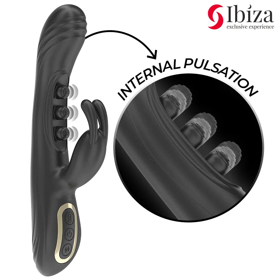Vibromasseur rabbit pulsé silicone ABS stimulation clitoridienne vaginale double moteur 7 vibrations 7 pulsations sécuritaire élégant couple plaisir intime