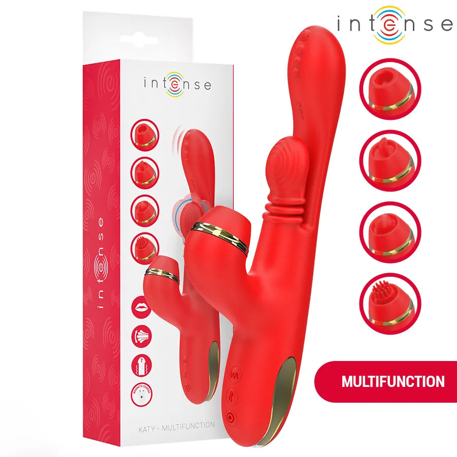 Vibrateur multifonctionnel Katy 4 têtes interchangeables刺激多点 G-spot clitoris silicone médicaux discret