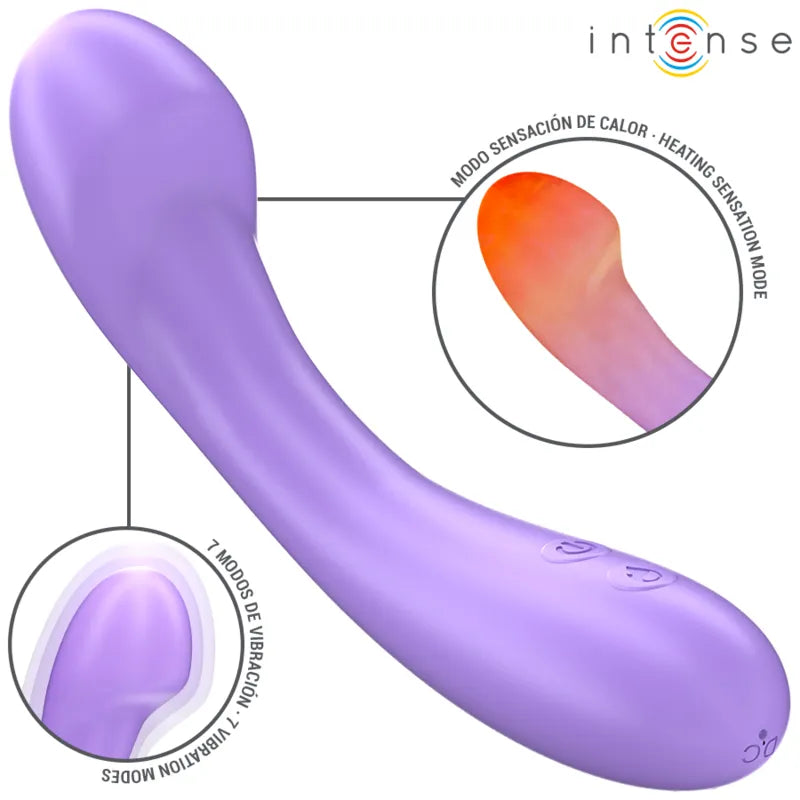 Vibromasseur chauffant Intense Becky 19 cm 7 vibrations silicone hypoallergénique rechargeable silence stimulation clitoridienne G-spot couple usage personnel