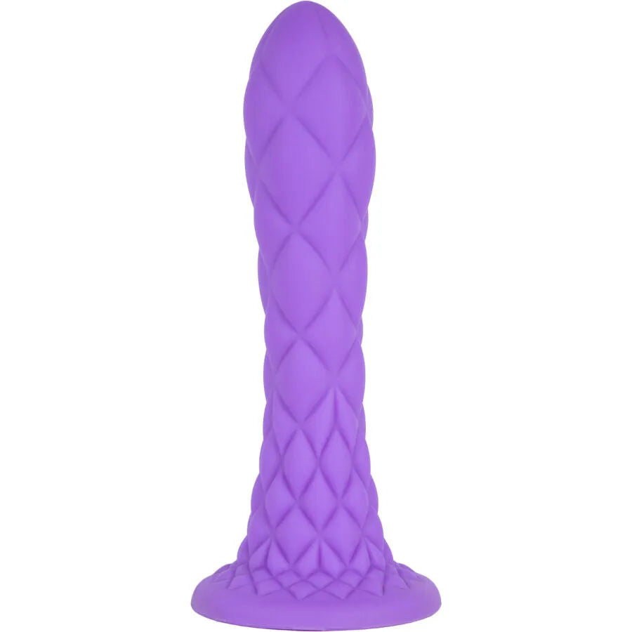 Sextoy Dildo Silicone Thermoréactif Design Évasé Motifs Losange Violet 18,5 Cm Silexd Fantasy
